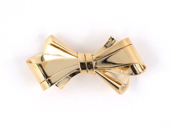 23992 - Retro Larter Gold Ribbon Bow Pin