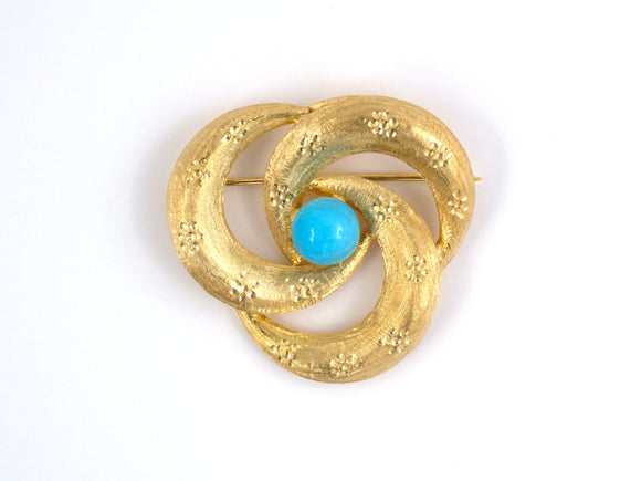 24030 - Gold Turquoise Circle Pin