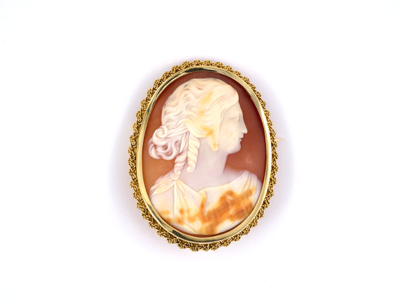 24035 - Victorian Gold Shell Cameo Pin