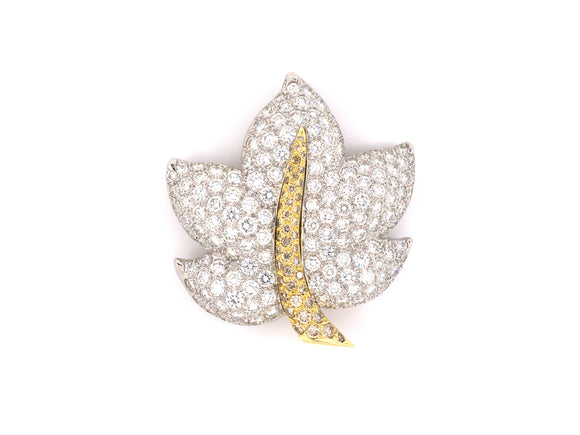 24078 - Jean Vitau Platinum Gold Diamond Maple Leaf Pin