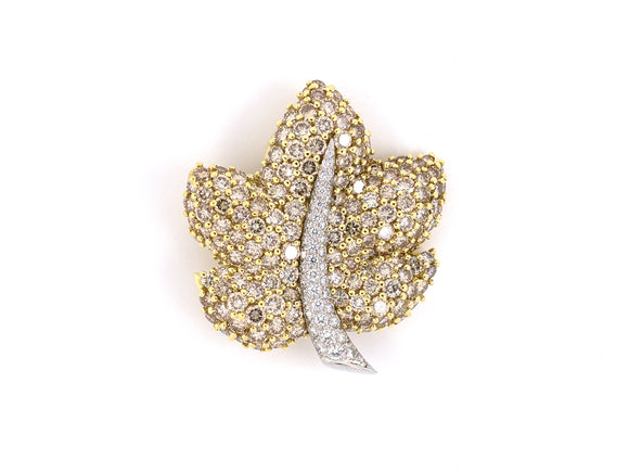 24079 - Jean Vitau Gold Platinum Diamond Maple Leaf Pin