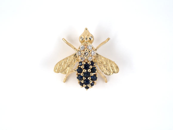 24154 - SOLD - Gold Diamond Sapphire Bee Pin