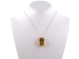 24182 - SOLD - English Gold Citrine Rope Border Scroll Design Pendant Necklace