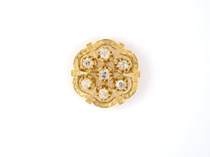 24194 - Victorian Gold Diamond Scalloped Carved Scroll Pin