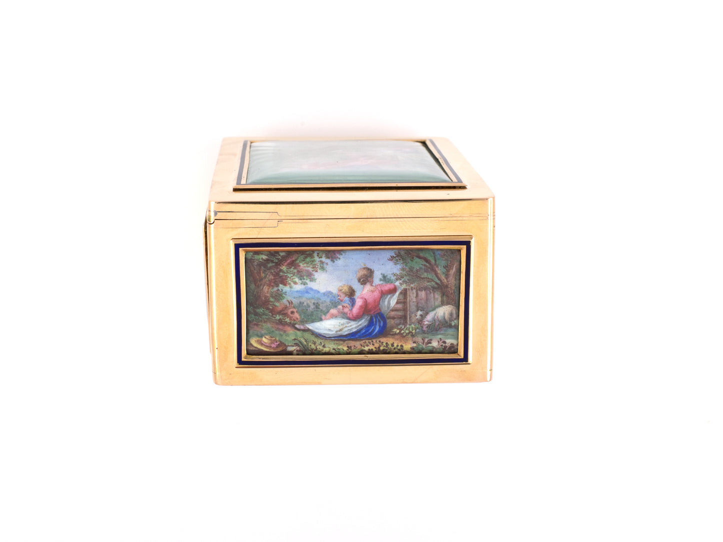 30542 - Circa 1815 Georgian S.S. Saillant French Gold Enamel Painted Pictures Objects D'Art Utility Box