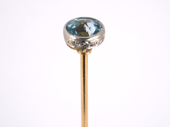 30932 - Edwardian Gold Aquamarine Hat Stick Pin