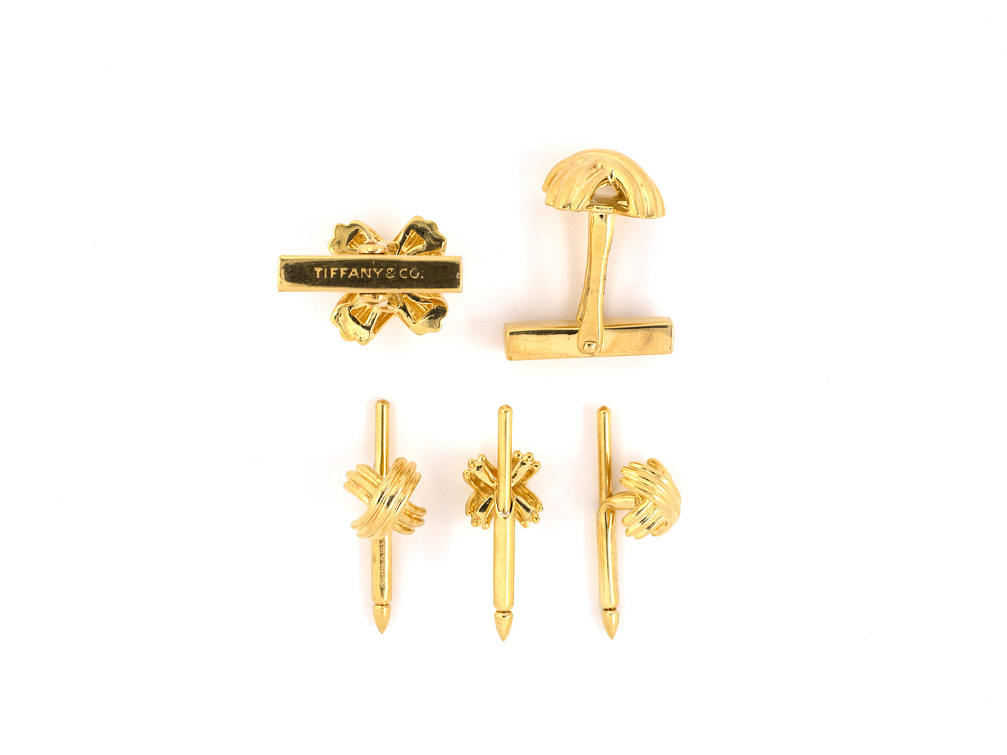 31000 - SOLD - Circa 1992 Tiffany Gold Gents Set Cuff Links Shirt Studs
