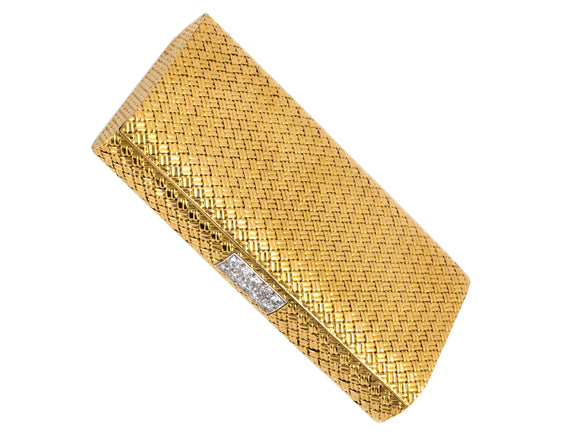 31017 - Circa 1960 Van Cleef & Arpels Gold Platinum Diamond Woven Cigarette Case