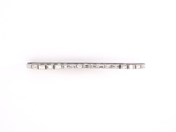 31141 - Circa:1960s Neiman Marcus Platinum Gold Baguette Diamond Tie Bar Clip