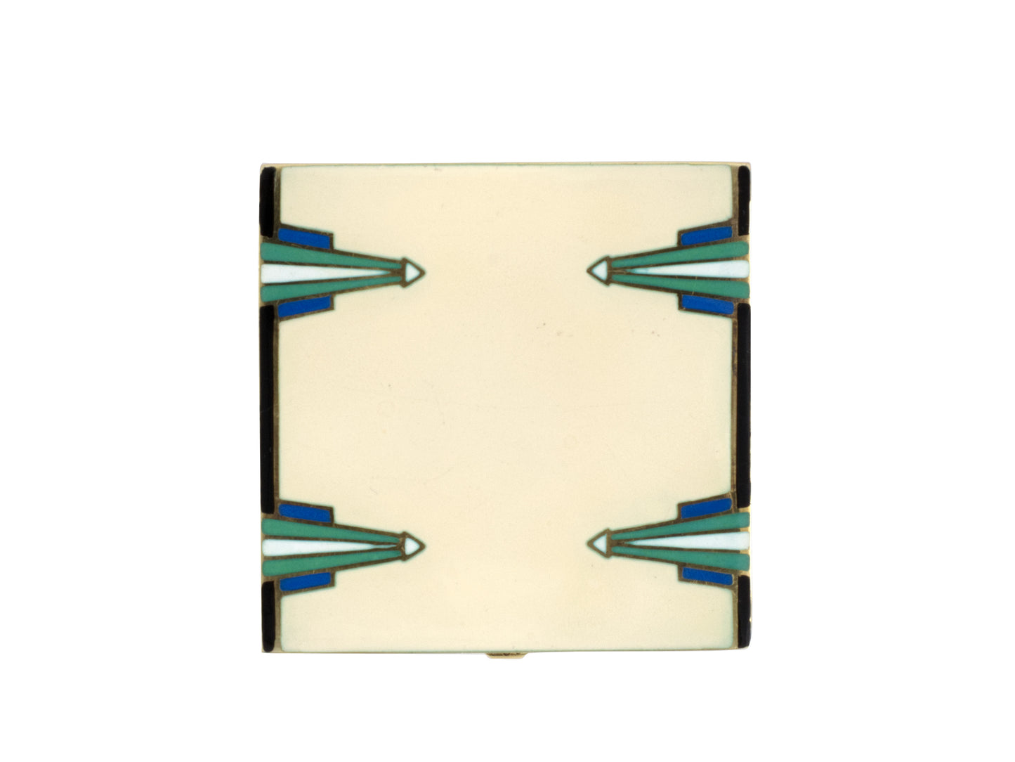 31201 - Art Deco Platinum Gold Diamond Enamel Compact