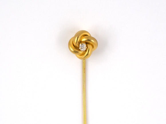 31204 - Victorian Gold Diamond Lovers Knot Stick Pin