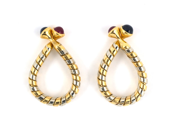 31211 - Bulgari Tubogas Gold Ruby Sapphire Cuff Links