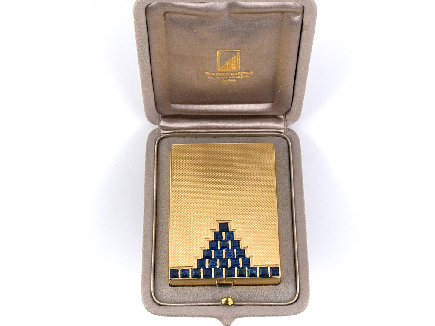 31255 - Art Deco Van Cleef & Arpels Gold Sapphire Lipstick Compact
