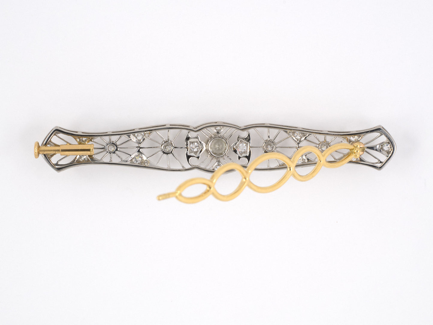 31288 - SOLD - Edwardian Platinum Gold Diamond Barrette