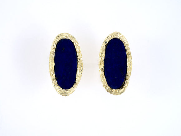 31297 - Gold Lapis Carved Branch Design Cuff Links