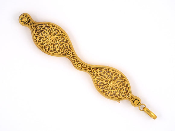 31306 - Victorian Gold Filigree Pendant Lorgnette