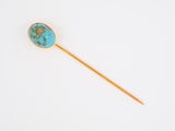 31309 - SOLD - Victorian Gold Oval Turquoise Stick Pin