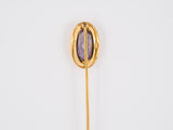 31315 - Art Nouveau Gold Amethyst Carved Floral Frame Stick Pin