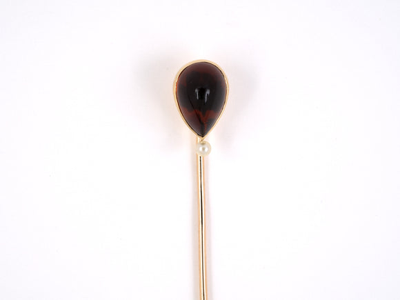 31319 - SOLD - Victorian Gold Citrine Pearl Stick Pin