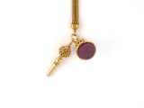 31356 - Victorian French Gold Agate Carnelian Drop Watch Fob Pocket Watch Chain