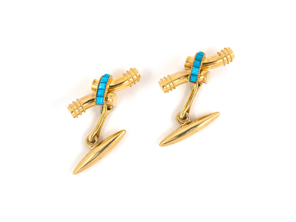 33230 - Victorian Gold Turquoise Cuff Links