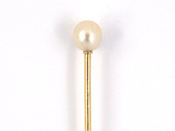 33279 - SOLD - Victorian Gold Natural Pearl Stick Pin