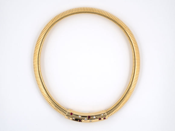 40080 - Circa 1946 Retro Trabert & Hoeffer-Mauboussin Gold Choker Necklace