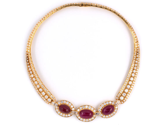 40411 - Circa 1970 Van Cleef & Arpels Gold AGL Ruby Diamond Necklace