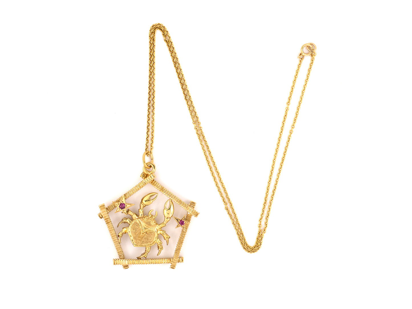 40424 - Gold Ruby Zodiac Cancer Pendant Necklace