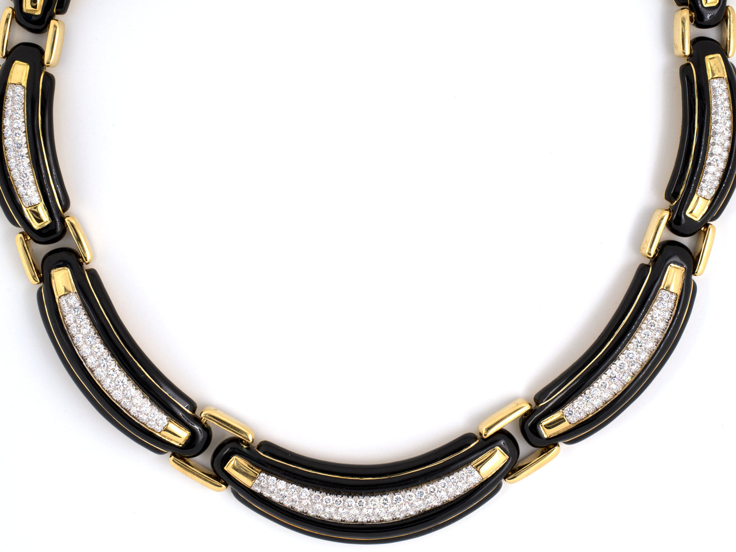 41416 - SOLD - Circa 1985 Webb Gold Platinum Diamond Enamel Necklace