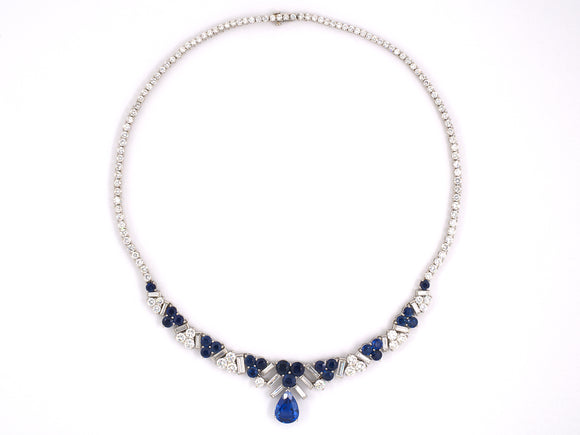 42092 - Circa 1957 Tiffany Platinum AGL Sapphire Diamond Necklace