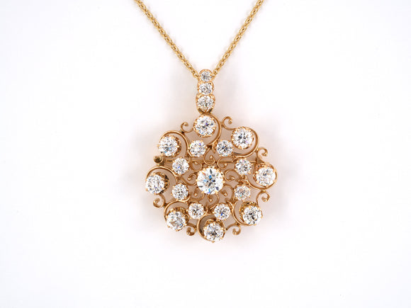 42406 - Victorian Gold Diamond Scroll Pin Pendant Necklace