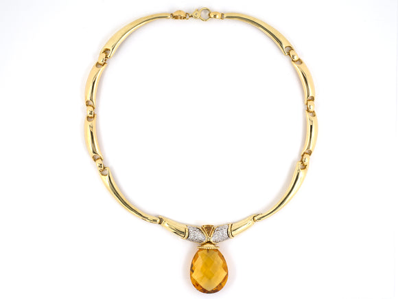 42506 - Gold Citrine Diamond Necklace