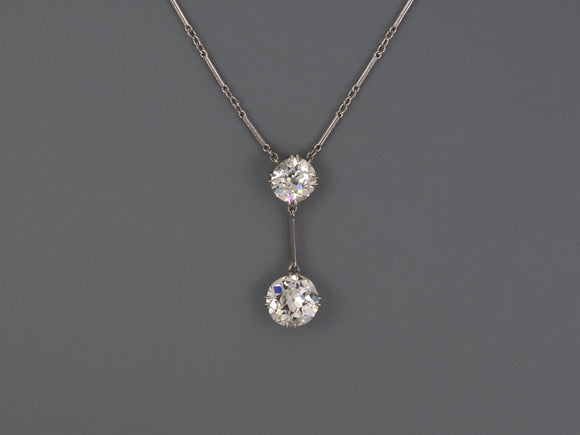 42675 - SOLD - Art Deco Platinum Diamond Pendant Necklace