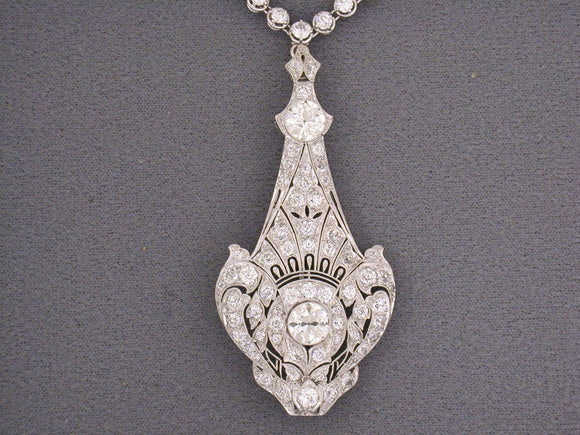 42737 - SOLD - Edwardian F.W. Lawrence Platinum Diamond Filigree Pin Pendant