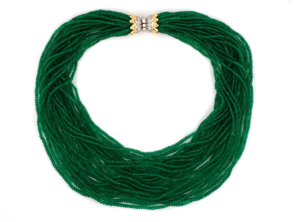 42994 - Schlumberger Tiffany Masse Platinum Gold Diamond Emerald Turquoise Pearl Nesting Necklace