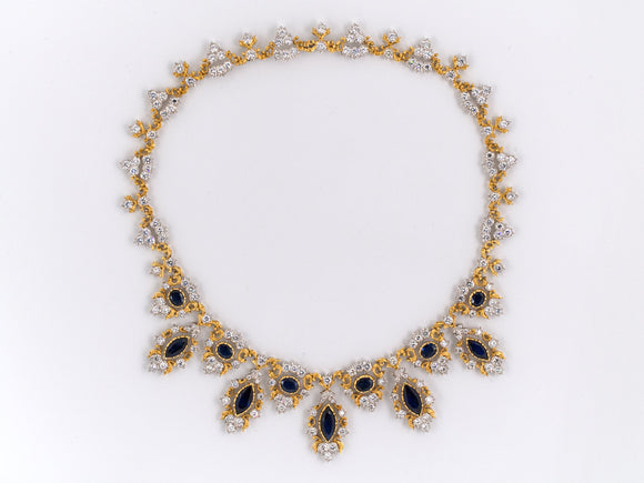 43000 - SOLD - Buccellati Gold Sapphire Diamond Bib Necklace