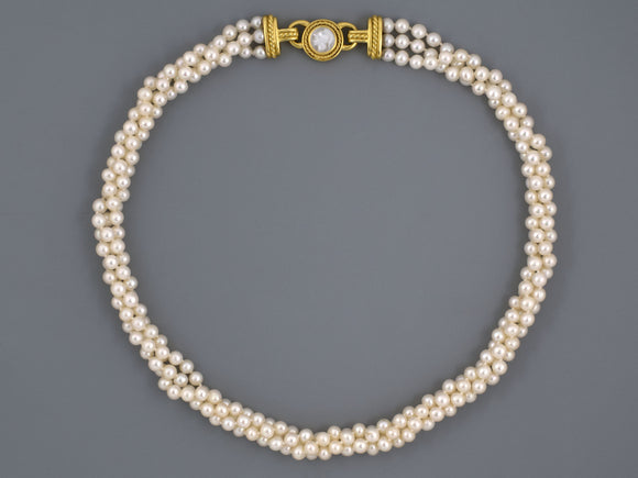 43116 - Circa 1997 Judith Ripka Gold Pearl Mother of Pearl Necklace