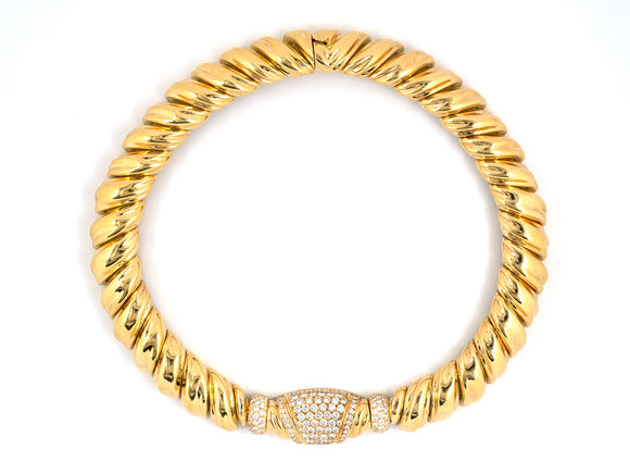 43244 - SOLD - Circa 1985 Van Cleef & Arpels Gold Diamond Choker Necklace