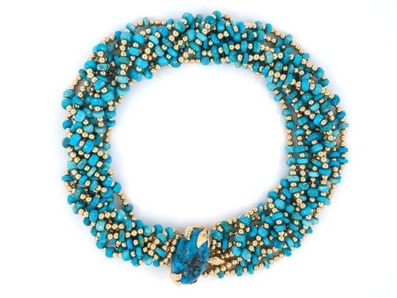 43546 - Gold Turquoise Bead Necklace