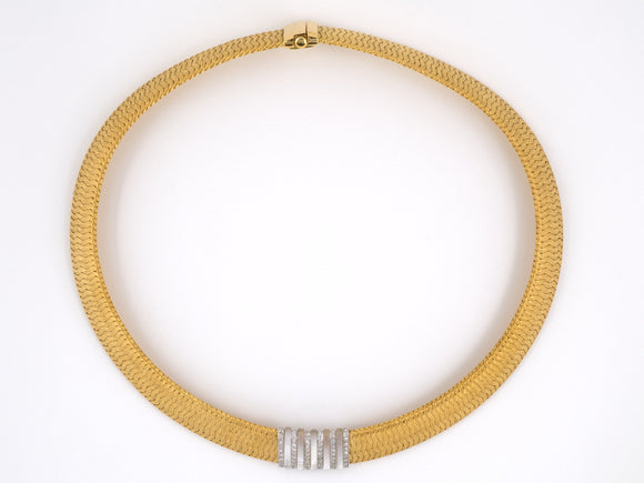 43597 - Roberto Coin Gold Diamond Mother Of Pearl Choker Necklace