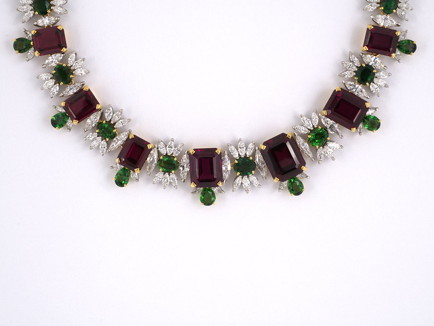 43690 - Circa 1982 Platinum Gold Rhodolite Garnet Diamond Tourmaline Necklace