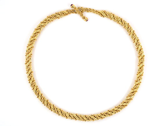43716 - Tiffany Schlumberger Gold Ruby Rope Chain Necklace