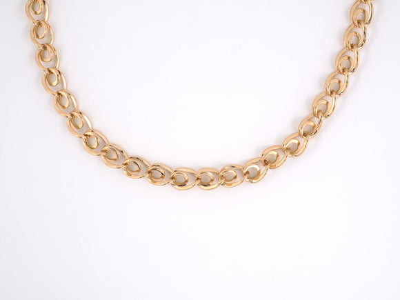 43737 - Retro Gold Circle Loop Link Chain Necklace
