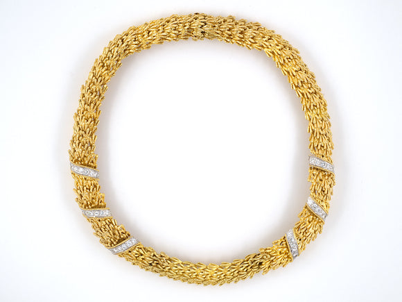 43762 - Circa 1970s Webb Gold Platinum Diamond Necklace Choker Bracelets