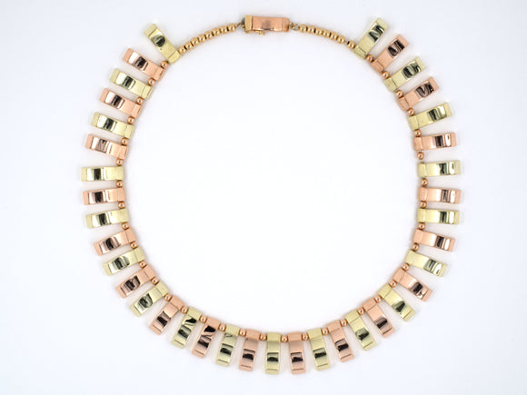 43816 - Retro Mossalone M C Gold Bead Festoon Necklace