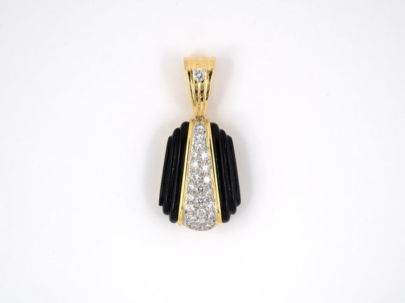 43859 - SOLD - Turi Gold Platinum Diamond Black Onyx Pendant