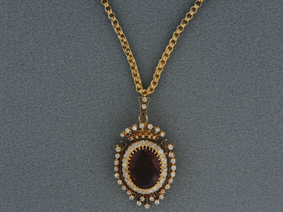 43870 - Victorian Gold Citrine Diamond Pin Pendant