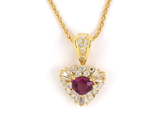 43891 - Gold Pear Shape AGL Ruby Diamond Ballerina Pendant
