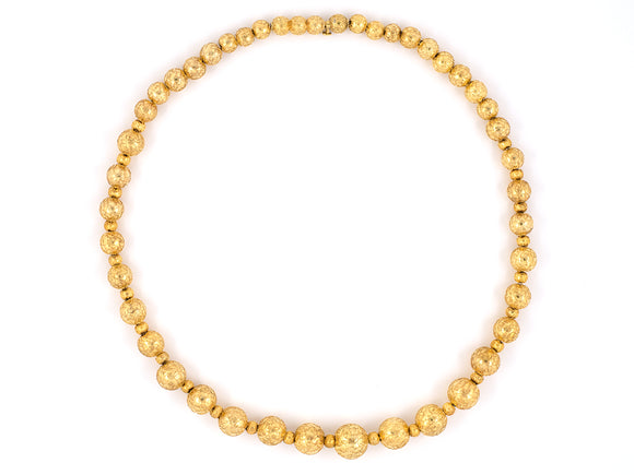 43980 - Victorian Etruscan Revival Gold Bead Necklace